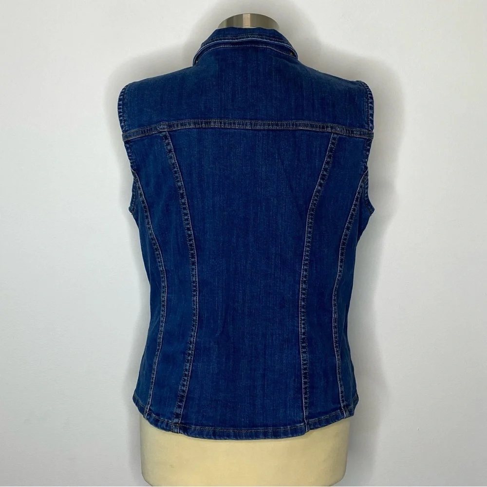 Soft Surroundings Classic Blue Denim Button Front Vest